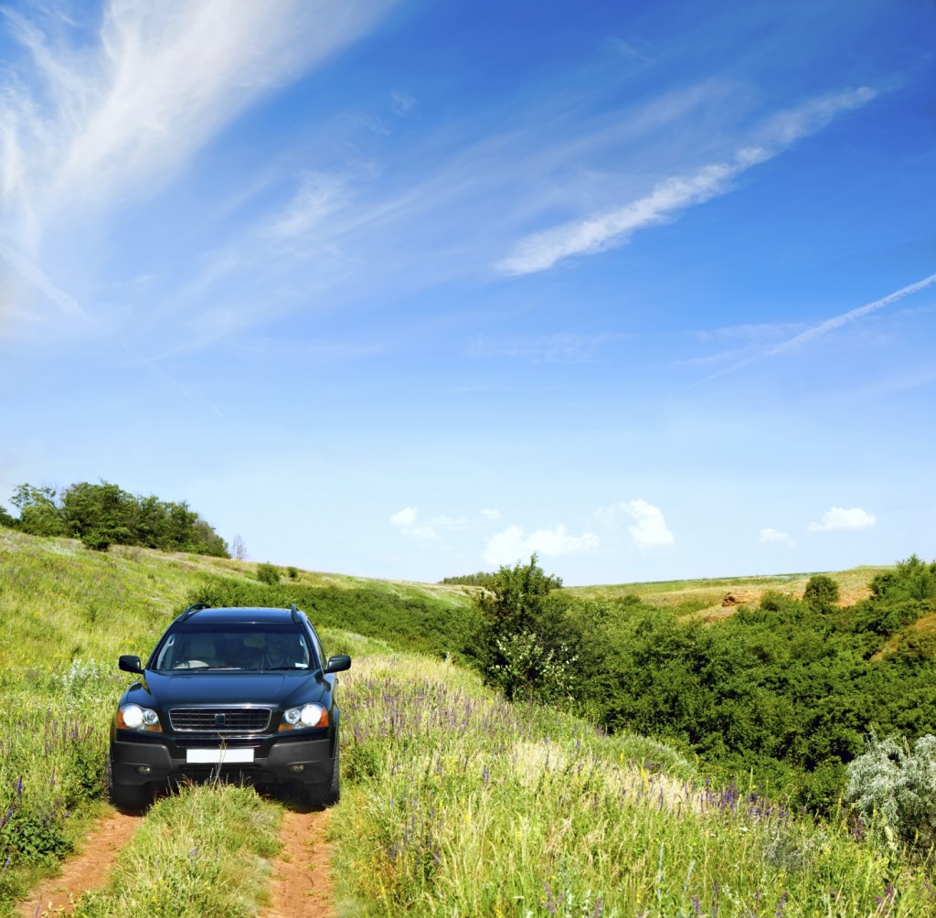 The car on rural road.